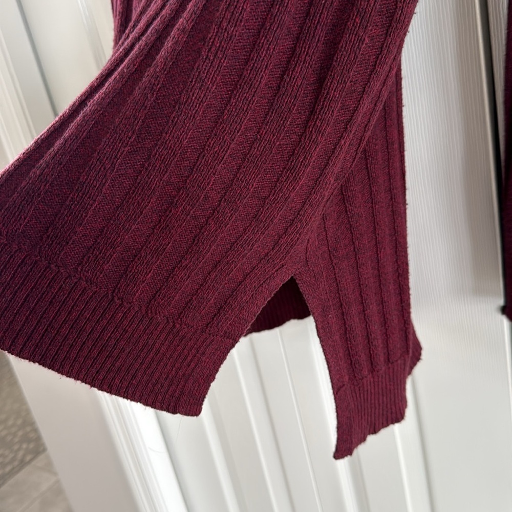 American Eagle Outfitters Burgundy Pullover Hooded Sweater-Lace-Up V-Neck - XL - Picture 8 of 10